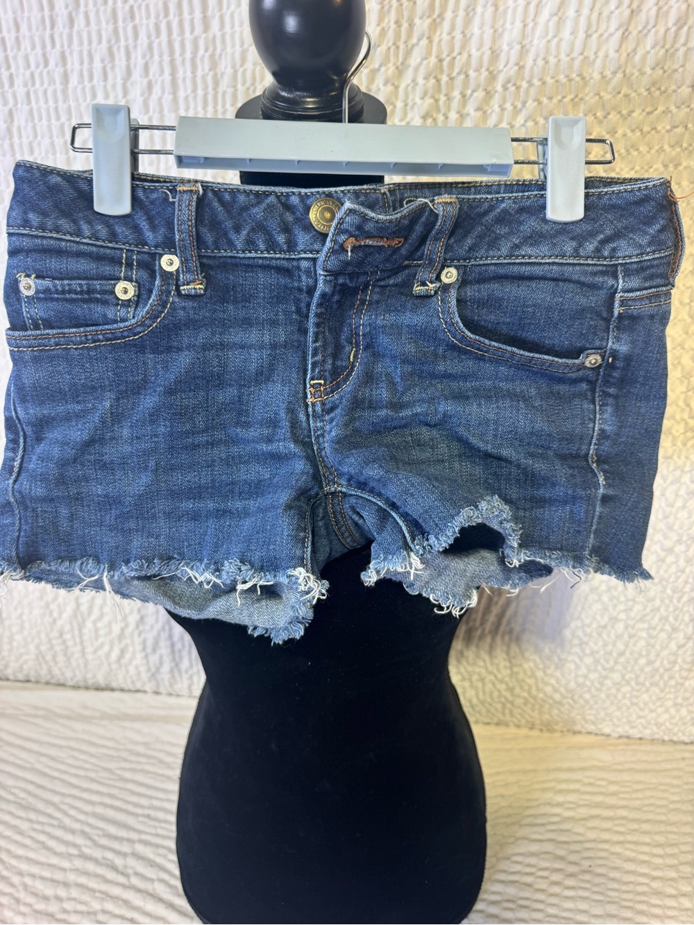 American Eagle Outfitters Distressed Dark Blue Denim Jean Shorts